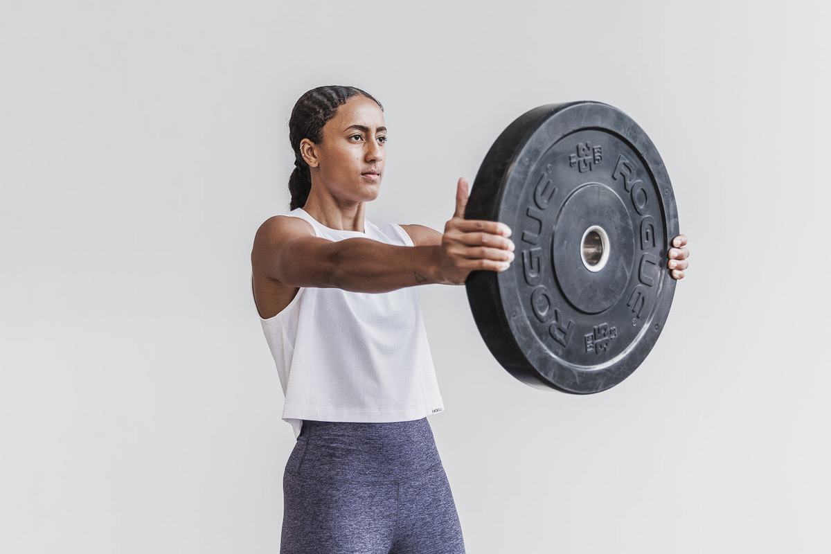 Nobull Lightweight Sleeveless Crop Women's T Shirts White | Australia (CQ7430)